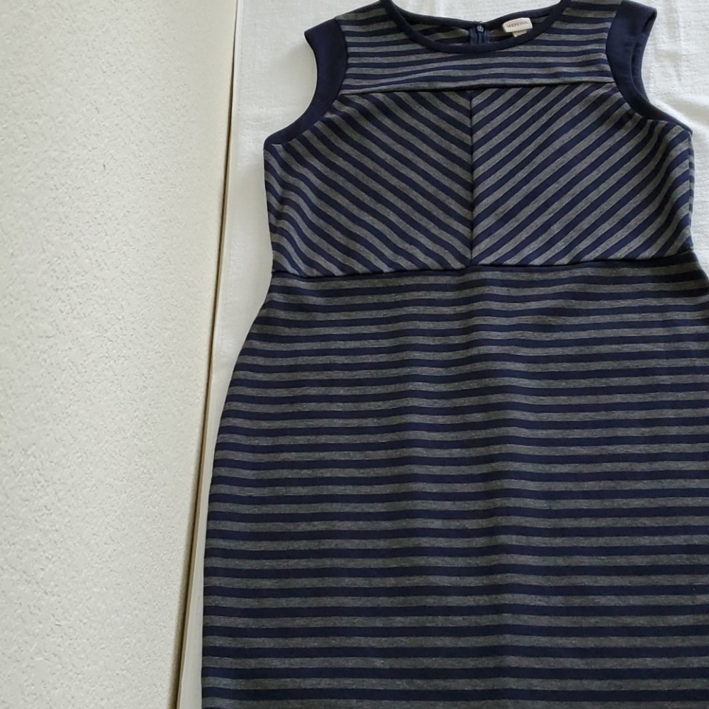 Blue and grey strip dress